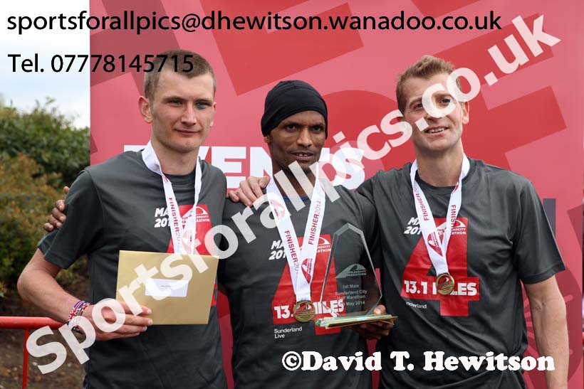 From left to right: Derek Hawkins (Leeds) 2nd, Yared Hagos (Wallsend) winner and James Bullman (New Marske) 3rd in the Sunderand City Half Marathon. Photo: David T. Hewitson/Sports for All Pics